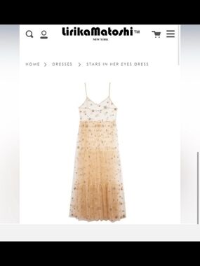 Lirika Matoshi "Stars in Her Eyes" dress sheer tulle Whimsical Gold Stars